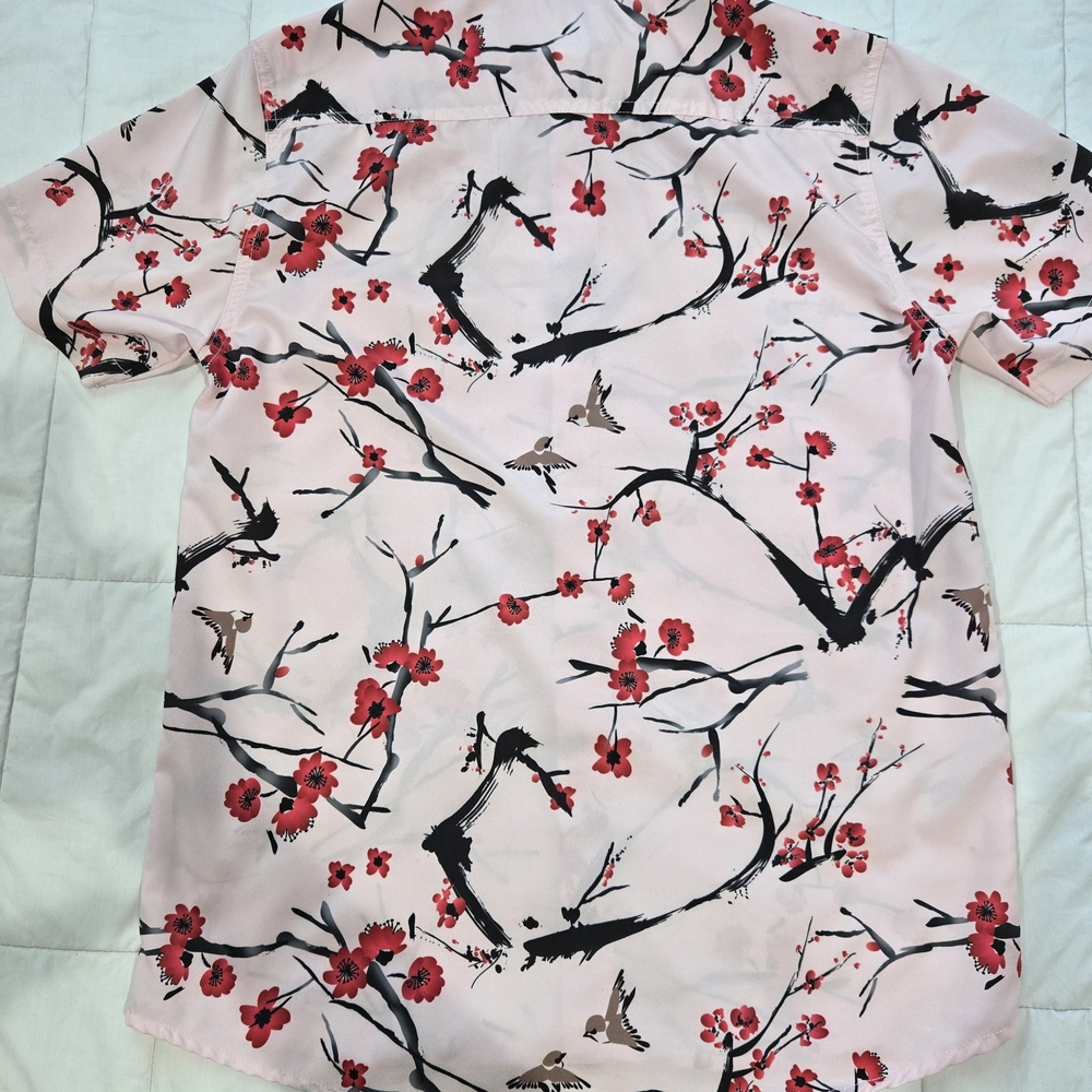 Just Attitude Cherry Blossom Print Men's Shirt Size M - Picture 4 of 6